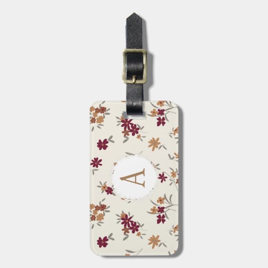 Bloemen Dainty Gold Maroon Bagagelabel (Voorkant verticaal)