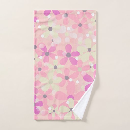 Bloemen Daisies roze, Paarse, crème badhanddoek se Bad Handdoek (Handdoek)