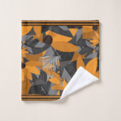 Bloemen Daisies Sinaasappel, Tan Grey Bad Handdoek (Wasdoekje)