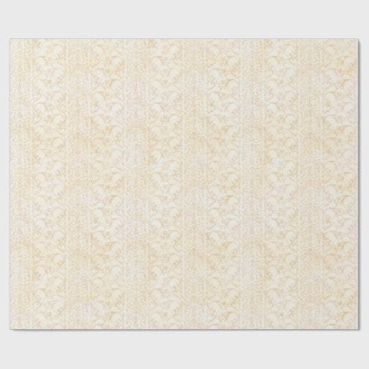 Bloemen Damask Creme en Beige bruiloft Cadeaupapier (Vlak)
