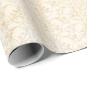 Bloemen Damask Creme en Beige bruiloft Cadeaupapier (Rol Hoek)