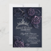  Bloemen Damask Dark Gothic Sweet 16 Kaart (Voorkant)
