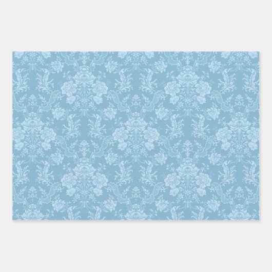  Bloemen Damask-Pastel Mint, roze, blauw Inpakpapier Vel (Voorkant 2)