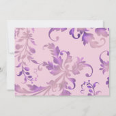 Bloemen Damask Roze en Paarse bruiloft uitnodiging (Achterkant)