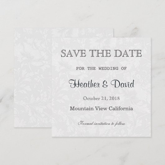Bloemen Damask Save the Date Wedding Invitation (Voorkant / Achterkant)
