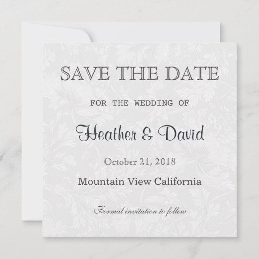 Bloemen Damask Save the Date Wedding Invitation (Voorkant)