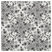 Bloemen Damask Zwart Wit Stof (Swatch)