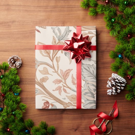  Bloemen Damaskpatroon met Rozen en Leave Cadeaupapier (Feestdagen Geschenken)