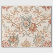  Bloemen Damaskpatroon met Rozen en Leave Cadeaupapier (Vlak)