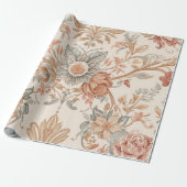  Bloemen Damaskpatroon met Rozen en Leave Cadeaupapier (Uitgerold)