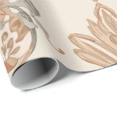 Bloemen Damaskpatroon met Rozen en Leave Cadeaupapier (Rol Hoek)