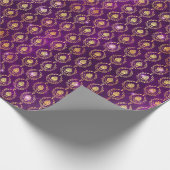 Bloemen Damast Halloween Spell Goud Paarse Patroon Cadeaupapier (Hoek)