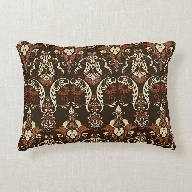 Bloemen damast print:  naadloos. accent kussen (Voorkant)