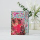 Bloemen Dame Mixed Media Collage  Postkaart (Staand voorkant)