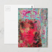 Bloemen Dame Mixed Media Collage  Postkaart (Voorkant / Achterkant)