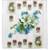  bloemen dame protrait douwergordijn wit douchegordijn (Voorkant)