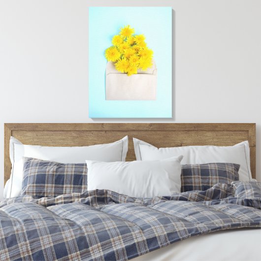 Bloemen | Dandelions op de envelop Canvas Afdruk (Insitu (Slaapkamer))