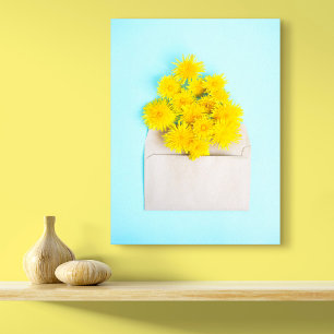 Bloemen   Dandelions op de envelop Canvas Afdruk