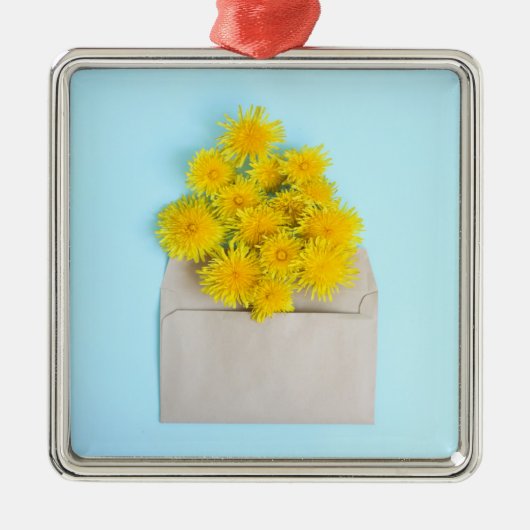 Bloemen | Dandelions op de envelop Metalen Ornament (Voorkant)