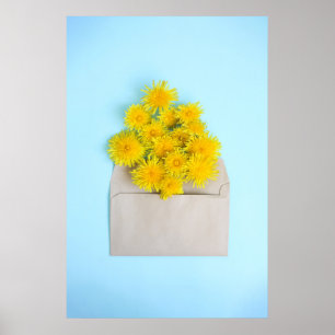 Bloemen Dandelions op de envelop Poster
