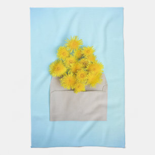 Bloemen   Dandelions op de envelop Theedoek