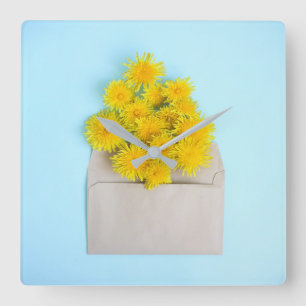 Bloemen Dandelions op de envelop Vierkante Klok