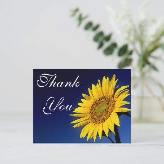 Bloemen Dank u Bloem -Gele Zonnebloem Briefkaart (Staand voorkant)