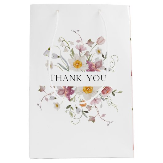  Bloemen Dank u Cadeauzak Medium Cadeauzakje (Voorkant)