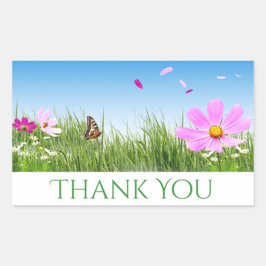 Bloemen dank u Daisy Flowers, blauw Rechthoekige Sticker (Voorkant)