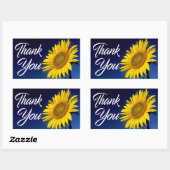 Bloemen Dank u Geel Zonnebloem Marine Blauw Rechthoekige Sticker (Vel)