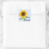 Bloemen dank u gele zonnebloem blauwe lucht vierkante sticker (Tas)