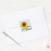 Bloemen dank u gele zonnebloem blauwe lucht vierkante sticker (Envelop)