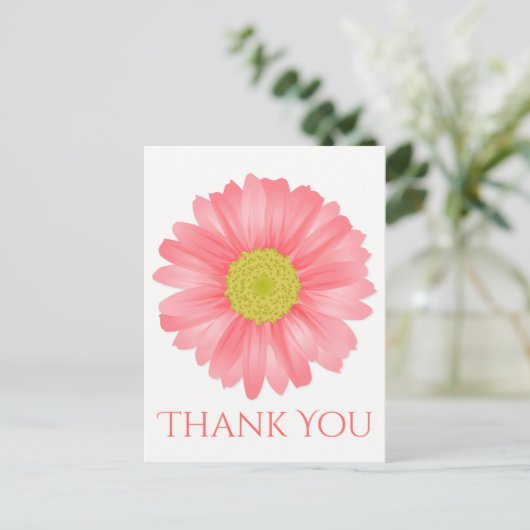 Bloemen Dank u Gerbera Daisy Roze Bloem Briefkaart (Staand voorkant)