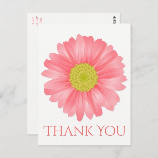 Bloemen Dank u Gerbera Daisy Roze Bloem Briefkaart (Voorkant / Achterkant)