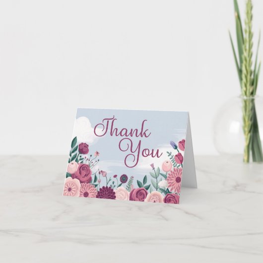 Bloemen Dank u gevouwen Wenskaart Kaart (Voorkant)