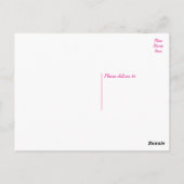 Bloemen Dank u Hot Roze en Wit Hart Briefkaart (Achterkant)