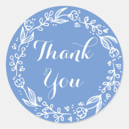 Bloemen dank u korenbloem blauwe bloemen bruiloft ronde sticker