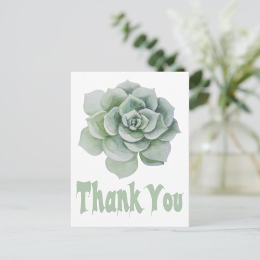 Bloemen Dank u Mint Groene Sappige Cactus Briefkaart (Staand voorkant)
