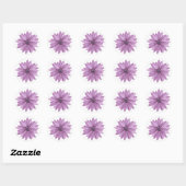 Bloemen dank u Paarse Daisy Flower - Lavendel Ronde Sticker (Vel)