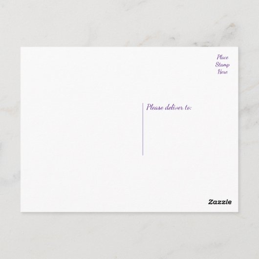 Bloemen Dank u Paarse en Witte Hart Briefkaart (Achterkant)