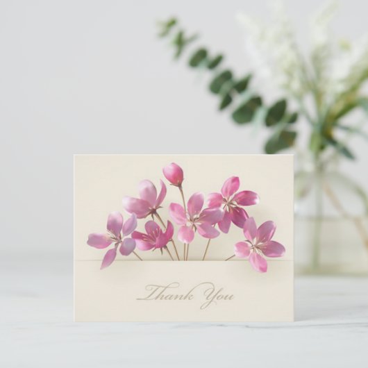 Bloemen Dank u Paarse lavendel roze bloemen tan Briefkaart (Staand voorkant)