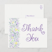 Bloemen Dank u Paarse lavendelharten Briefkaart (Voorkant / Achterkant)
