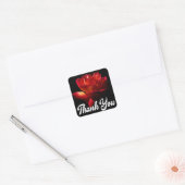 Bloemen dank u rode roos bloem zwart bruiloft vierkante sticker (Envelop)