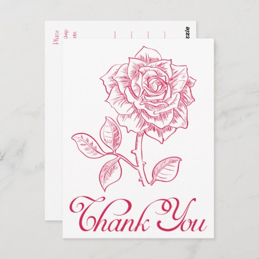 Bloemen Dank u rode rozenbloem Briefkaart (Voorkant / Achterkant)