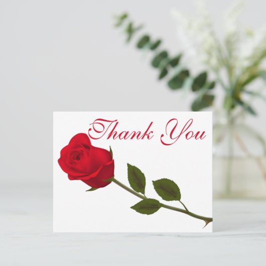 Bloemen Dank u rode rozenbloem Briefkaart (Staand voorkant)