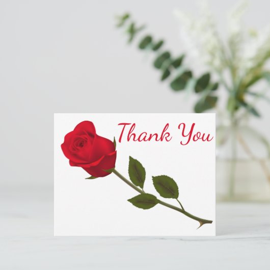 Bloemen Dank u rode rozenbloem Briefkaart (Staand voorkant)