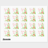 Bloemen Dank u Rood / Roze & Groene Bloemen Vierkante Sticker (Vel)