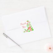 Bloemen Dank u Rood / Roze & Groene Bloemen Vierkante Sticker (Envelop)