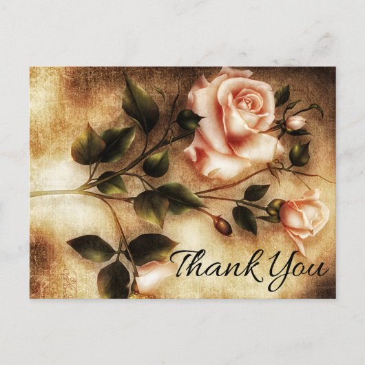 bloemen Dank u roze bloemen Briefkaart (Voorkant)