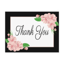 Bloemen Dank u Roze Bloemen Zwart Trouwfeest